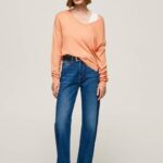 Pepe Jeans v-pääntie rento malli naiset persikka TB00241