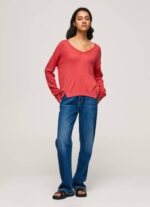 Pepe Jeans v-pääntie rento malli naiset studio punainen TB00258