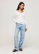 Pepe Jeans v-pääntie rento malli naiset valkoinen TB00240 - Image 2