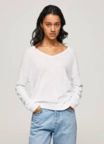 Pepe Jeans v-pääntie rento malli naiset valkoinen TB00240 - Image 3