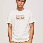Pepe Jeans valokuvaprintti t-paita miehet luonnonvalkoinen TB00988