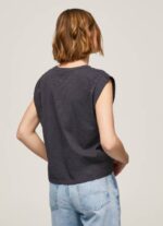 Pepe Jeans valokuvaprintti t-paita naiset pesty mustaksi TB00388 - Image 4
