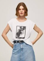 Pepe Jeans valokuvaprintti t-paita naiset valkoinen TB00387