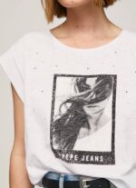 Pepe Jeans valokuvaprintti t-paita naiset valkoinen TB00387 - Image 3