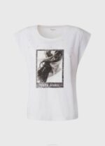 Pepe Jeans valokuvaprintti t-paita naiset valkoinen TB00387 - Image 5