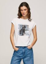 Pepe Jeans valokuvaprintti t-paita naiset valkoinen TB00410