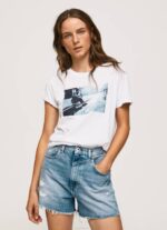 Pepe Jeans valokuvaprintti t-paita naiset valkoinen TB00429