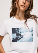 Pepe Jeans valokuvaprintti t-paita naiset valkoinen TB00429 - Image 3