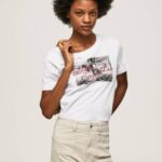 Pepe Jeans valokuvaprintti t-paita naiset valkoinen TB00432