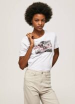Pepe Jeans valokuvaprintti t-paita naiset valkoinen TB00432