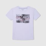 Pepe Jeans valokuvaprintti t-paita tyttö valkoinen TB001457