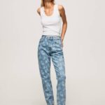 Pepe Jeans violetit korkeavyötäröiset rennon mallit farkut naiset denim TB0077