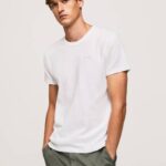 Pepe Jeans vohveli neulottu puuvillainen t-paita miehet valkoinen TB00960