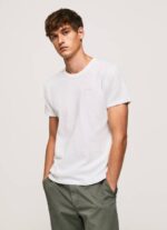 Pepe Jeans vohveli neulottu puuvillainen t-paita miehet valkoinen TB00960
