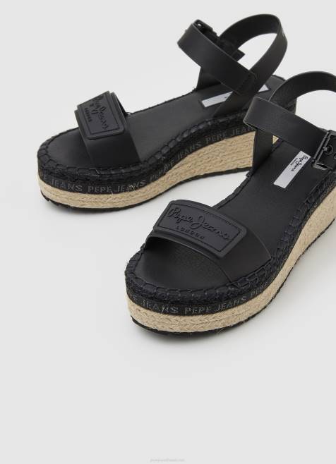 Pepe Jeans witney merkin wedge sandaalit naiset musta TB00643 - Image 3