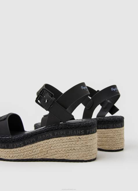Pepe Jeans witney merkin wedge sandaalit naiset musta TB00643 - Image 4